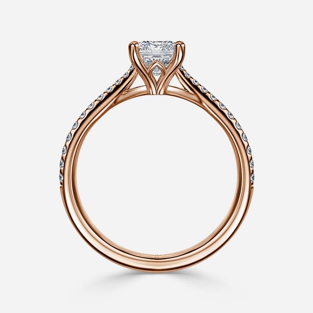 Jessie Tulip Rose Gold Pavé Engagement Ring