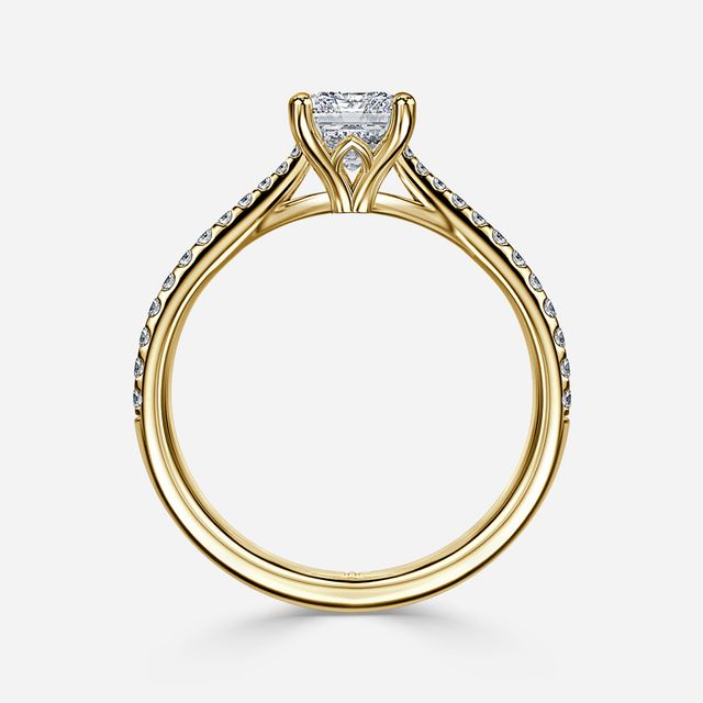 Jessie Tulip Yellow Gold Pavé Engagement Ring