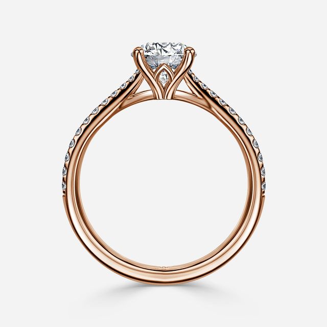 Jessie Tulip Rose Gold Pavé Engagement Ring