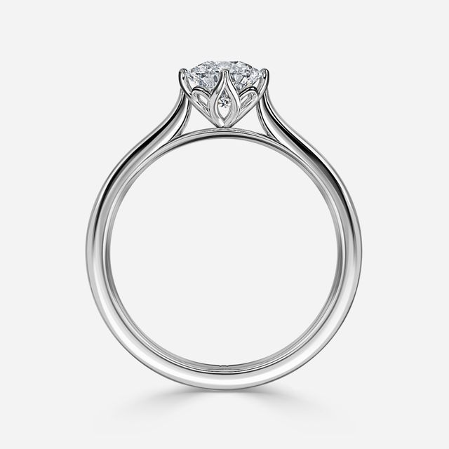 Liana Platinum Lotus Solitaire Engagement Ring