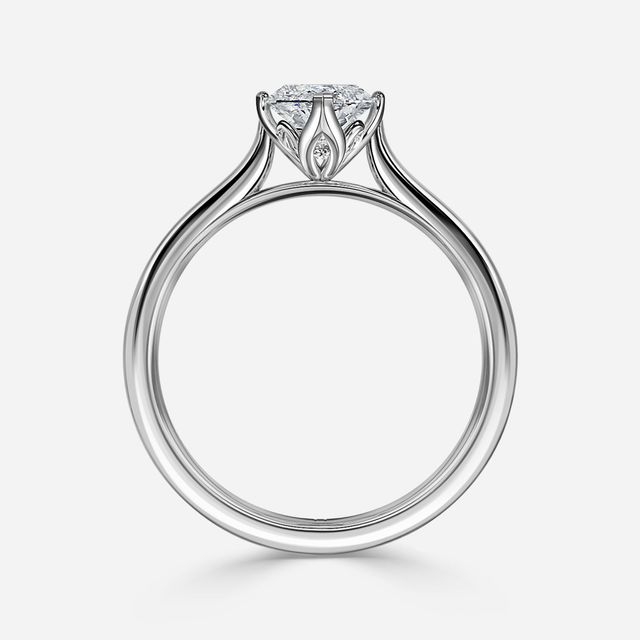 Liana White Gold Lotus Solitaire Engagement Ring