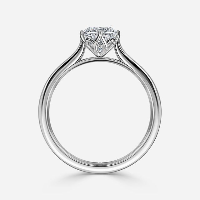Liana White Gold Lotus Solitaire Engagement Ring