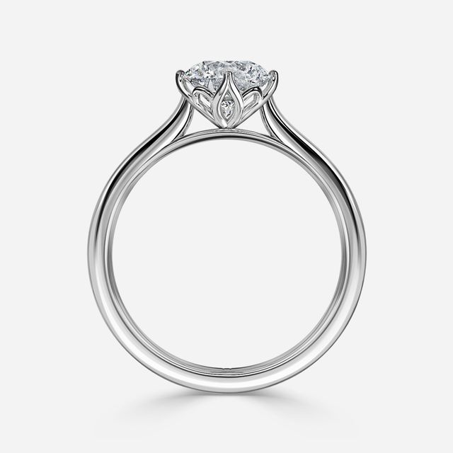 Liana White Gold Lotus Solitaire Engagement Ring