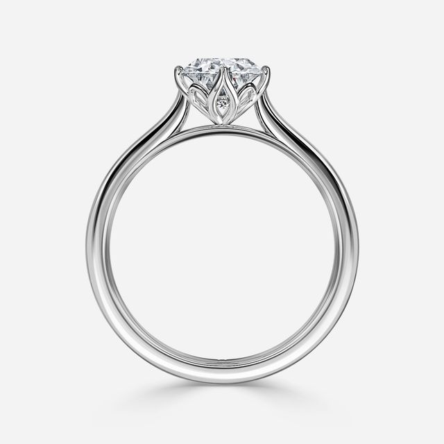 Liana Platinum Lotus Solitaire Engagement Ring