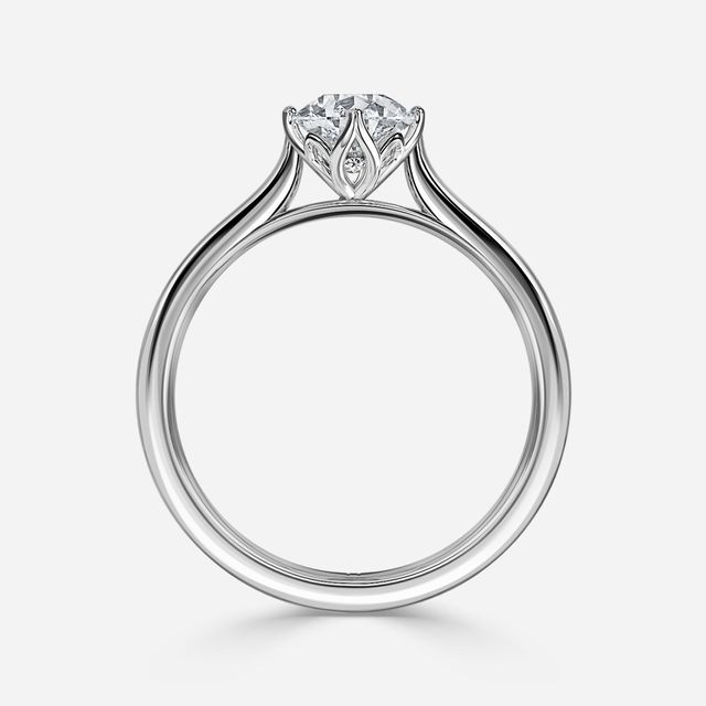 Liana Platinum Lotus Solitaire Engagement Ring