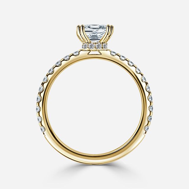 Nari Yellow Gold Double Prong Hidden Halo Engagement Ring