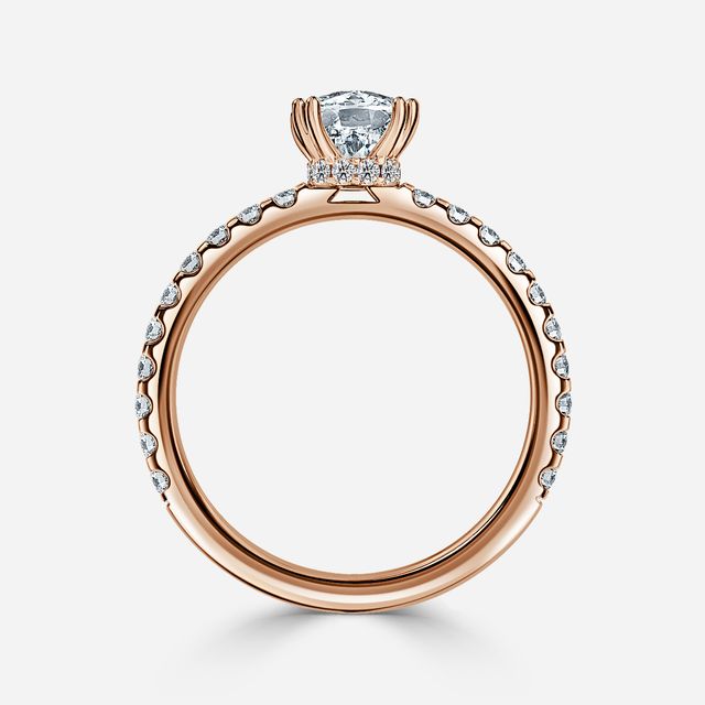 Nari Rose Gold Double Prong Hidden Halo Engagement Ring