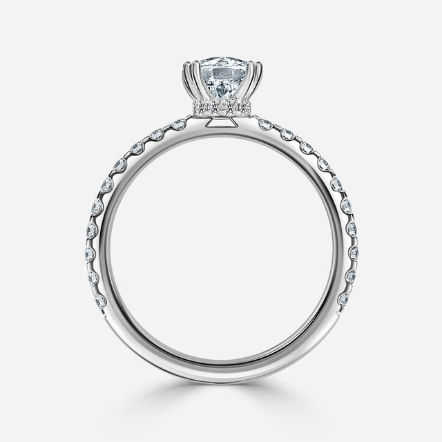 Nari Platinum Double Prong Hidden Halo Engagement Ring