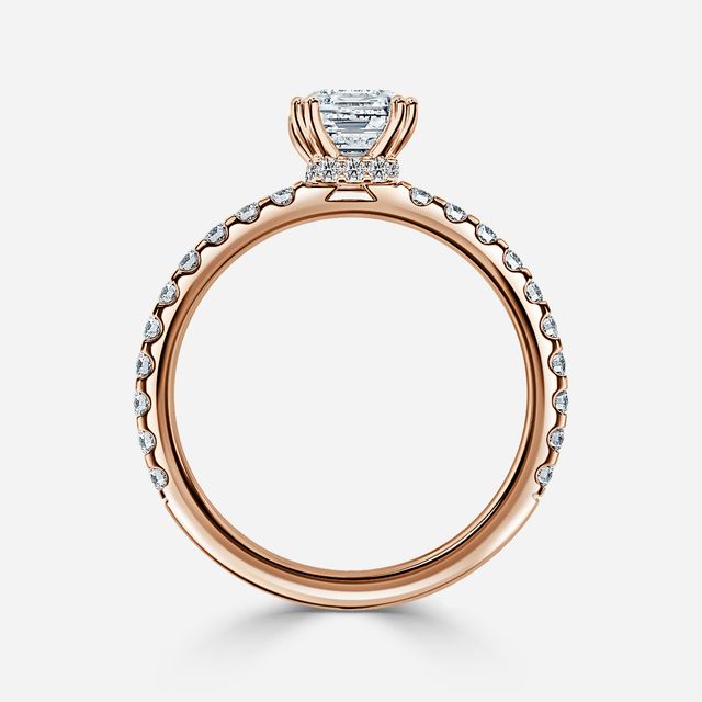 Nari Rose Gold Double Prong Hidden Halo Engagement Ring