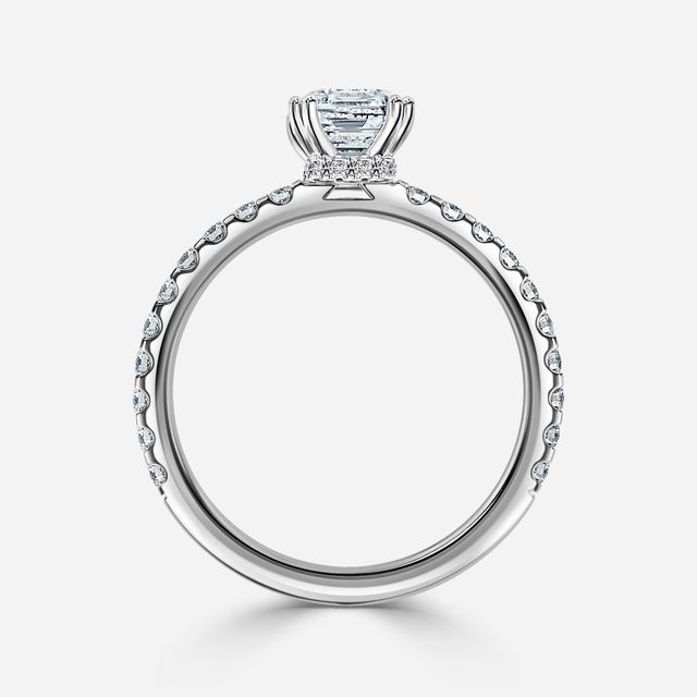 Nari Platinum Double Prong Hidden Halo Engagement Ring
