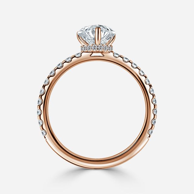 Nari Rose Gold Double Prong Hidden Halo Engagement Ring
