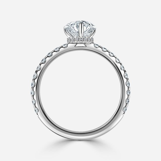 Nari Platinum Double Prong Hidden Halo Engagement Ring