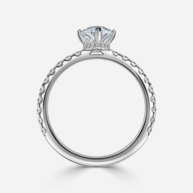Nari Platinum Double Prong Hidden Halo Engagement Ring