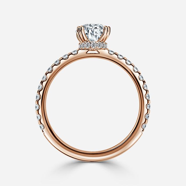 Nari Rose Gold Double Prong Hidden Halo Engagement Ring