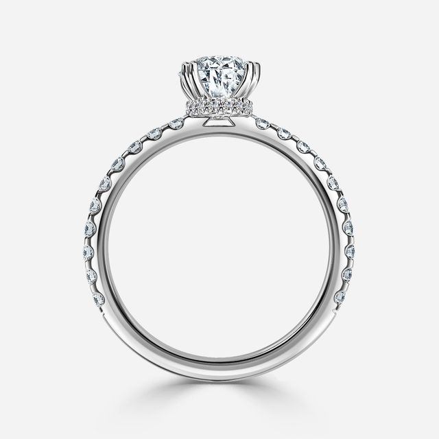 Nari Platinum Double Prong Hidden Halo Engagement Ring