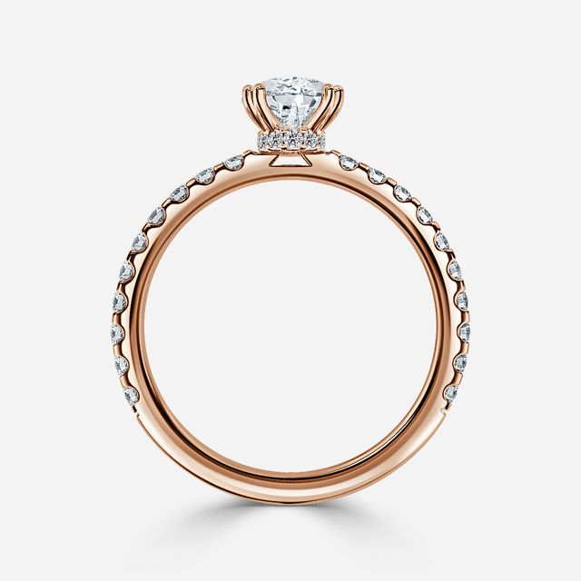 Nari Rose Gold Double Prong Hidden Halo Engagement Ring