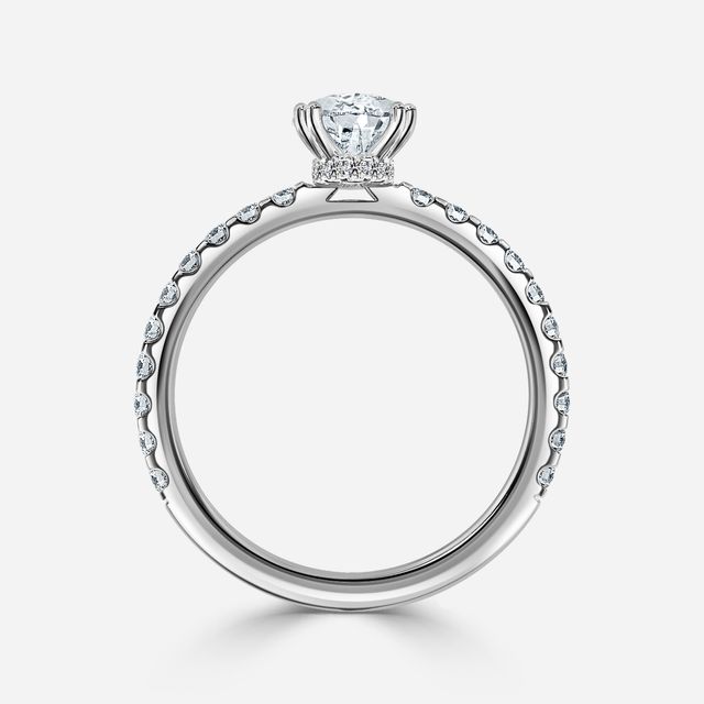 Nari Platinum Double Prong Hidden Halo Engagement Ring