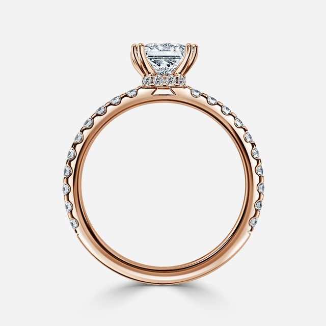 Nari Rose Gold Double Prong Hidden Halo Engagement Ring