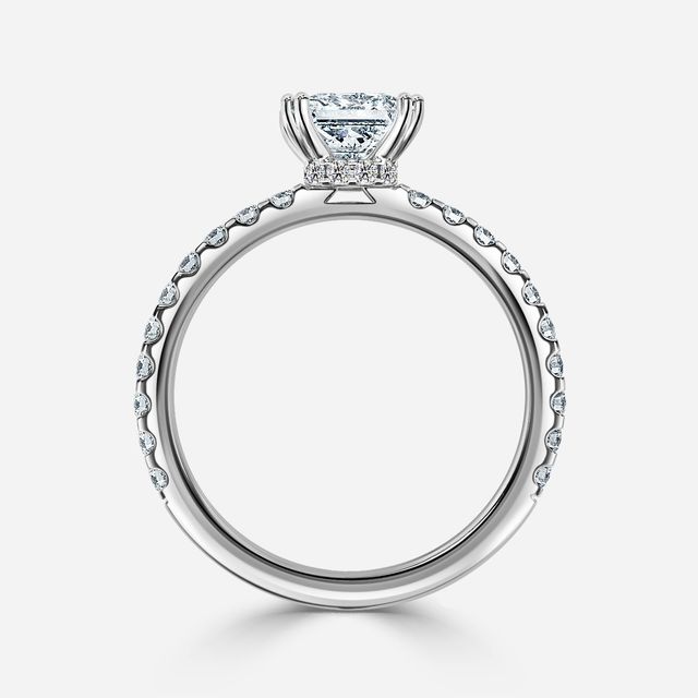 Nari Platinum Double Prong Hidden Halo Engagement Ring
