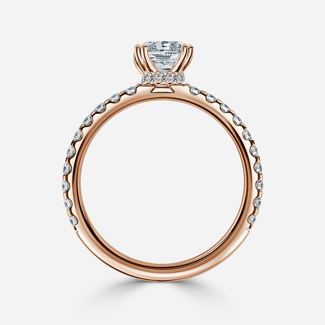 Nari Rose Gold Double Prong Hidden Halo Engagement Ring