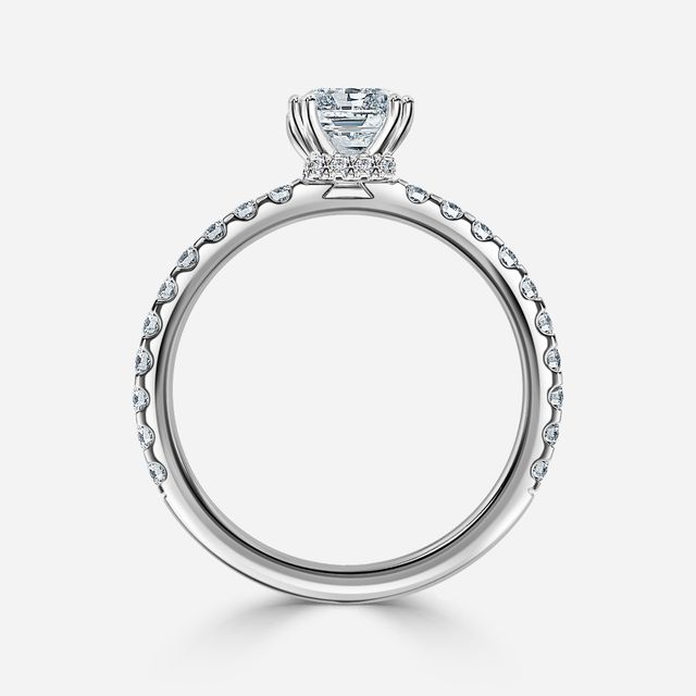 Nari Platinum Double Prong Hidden Halo Engagement Ring