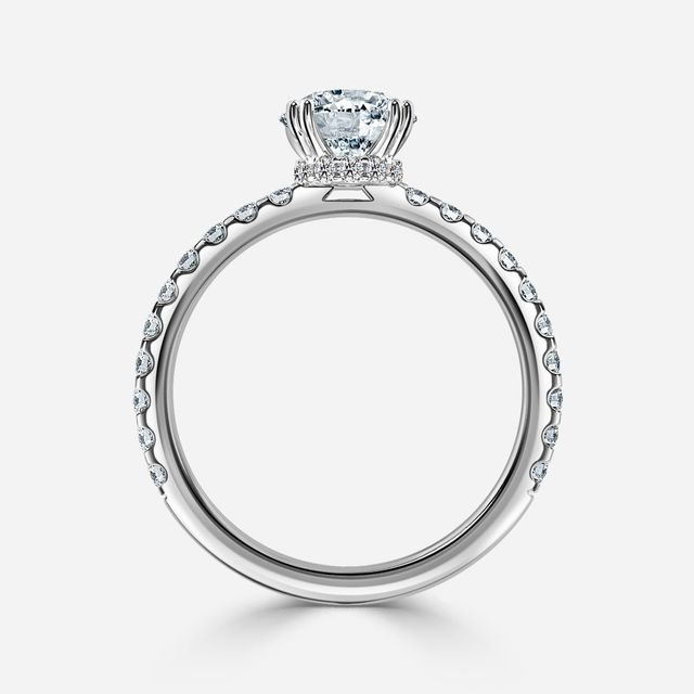 Nari Platinum Double Prong Hidden Halo Engagement Ring
