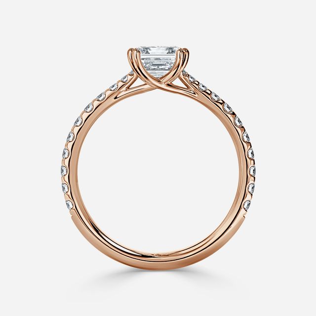Fiara Rose Gold Under Twisted Double Prong Engagement Ring