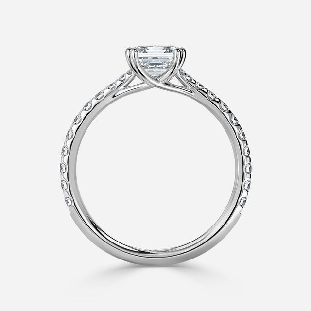 Fiara White Gold Under Twisted Double Prong Engagement Ring