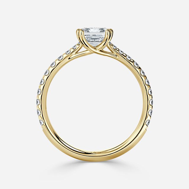 Fiara Yellow Gold Under Twisted Double Prong Engagement Ring