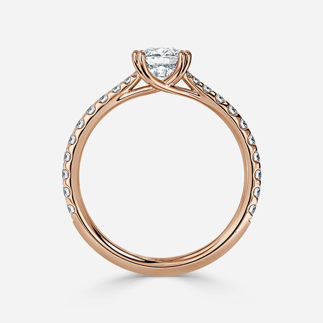 Fiara Rose Gold Under Twisted Double Prong Engagement Ring