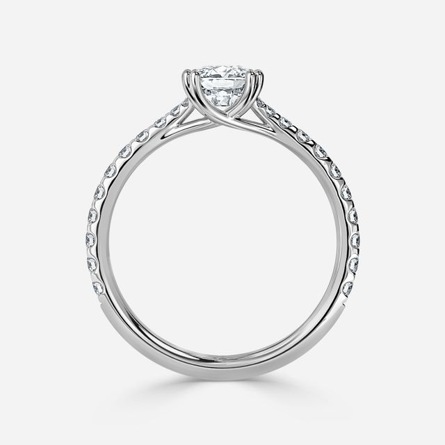Fiara White Gold Under Twisted Double Prong Engagement Ring