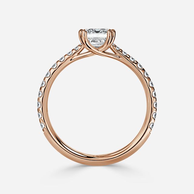 Fiara Rose Gold Under Twisted Double Prong Engagement Ring