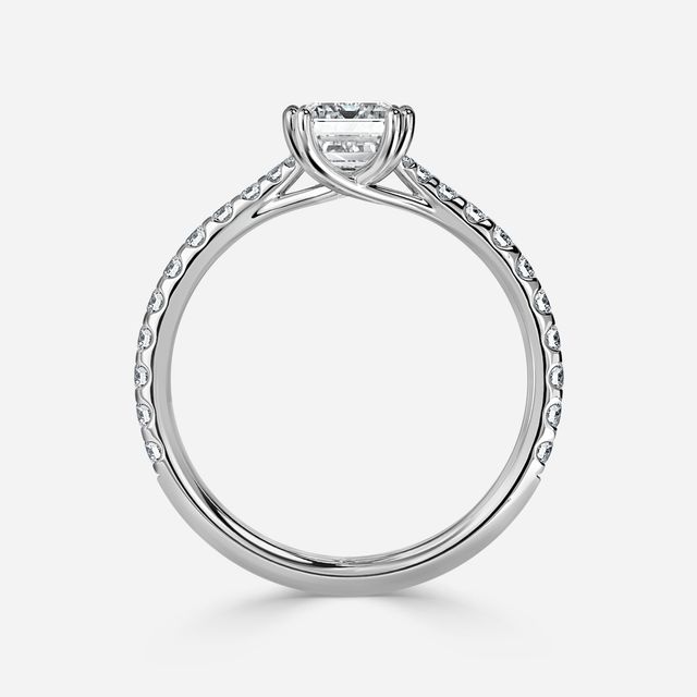 Fiara White Gold Under Twisted Double Prong Engagement Ring