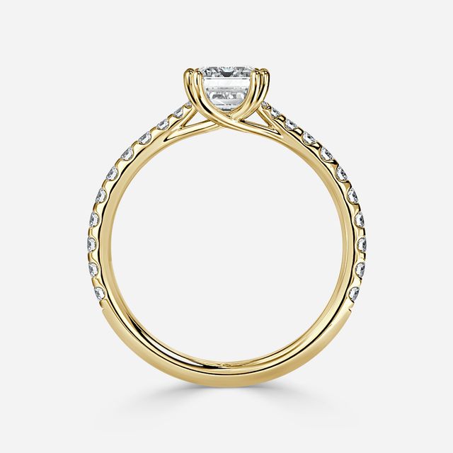 Fiara Yellow Gold Under Twisted Double Prong Engagement Ring