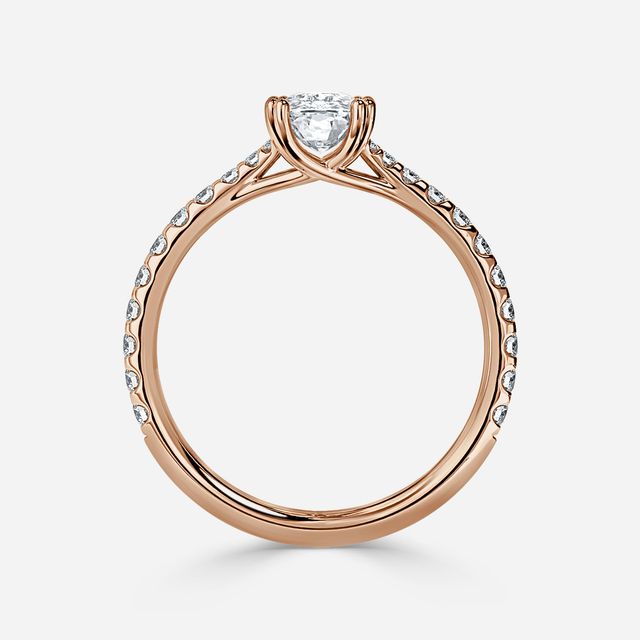 Fiara Rose Gold Under Twisted Double Prong Engagement Ring
