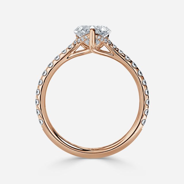 Fiara Rose Gold Under Twisted Double Prong Engagement Ring