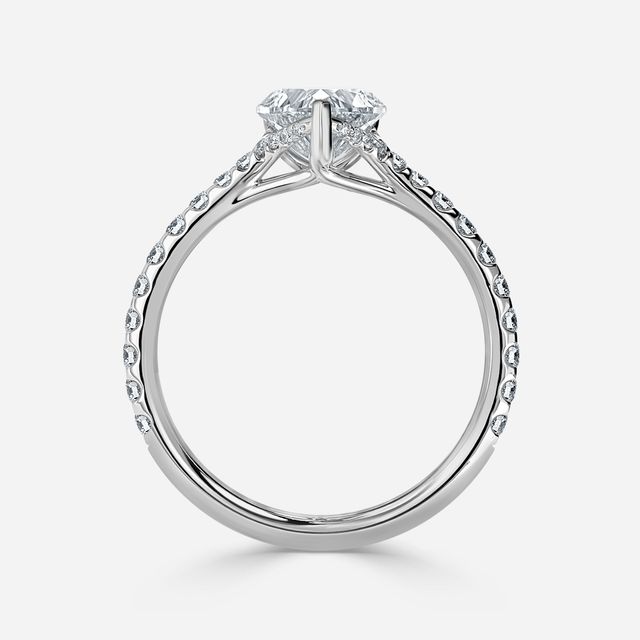Fiara White Gold Under Twisted Double Prong Engagement Ring