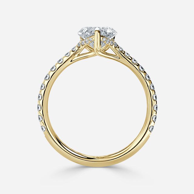 Fiara Yellow Gold Under Twisted Double Prong Engagement Ring