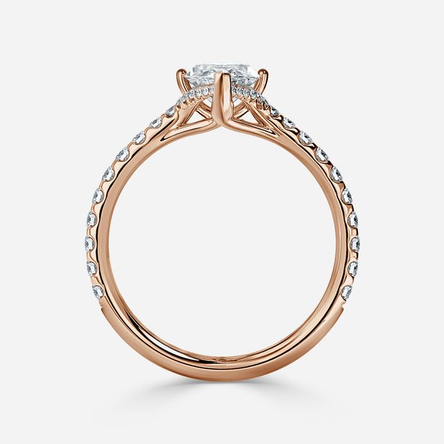 Fiara Rose Gold Under Twisted Double Prong Engagement Ring