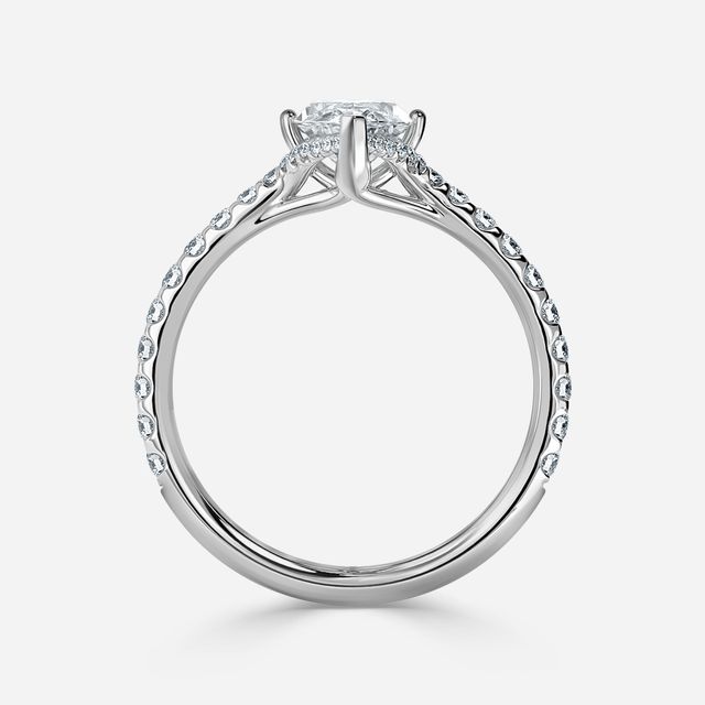 Fiara White Gold Under Twisted Double Prong Engagement Ring