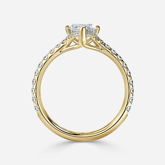 Fiara Yellow Gold Under Twisted Double Prong Engagement Ring