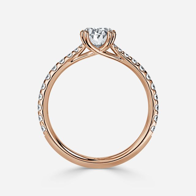 Fiara Rose Gold Under Twisted Double Prong Engagement Ring