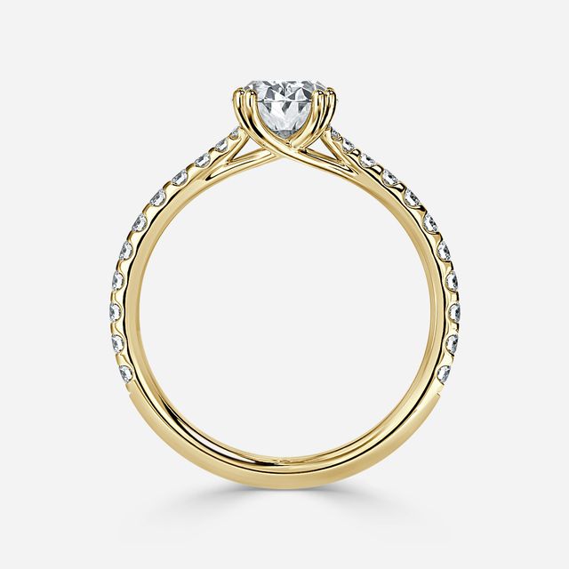 Fiara Yellow Gold Under Twisted Double Prong Engagement Ring