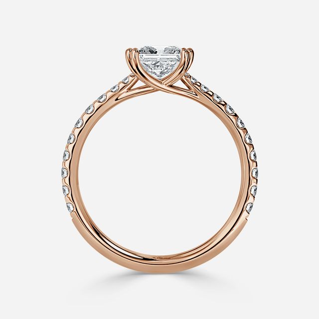 Fiara Rose Gold Under Twisted Double Prong Engagement Ring