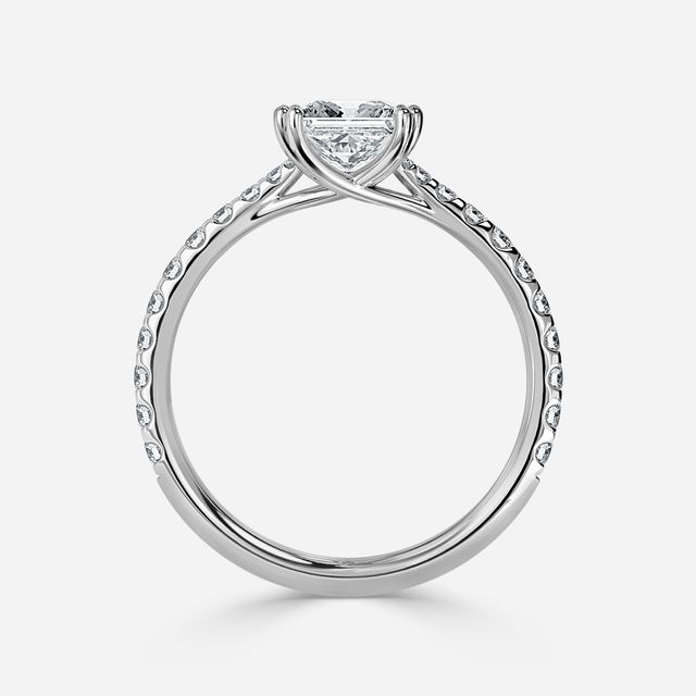 Fiara White Gold Under Twisted Double Prong Engagement Ring