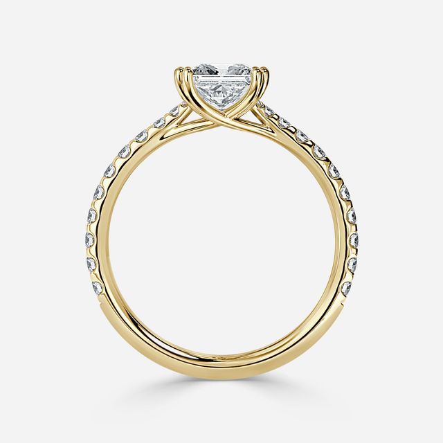 Fiara Yellow Gold Under Twisted Double Prong Engagement Ring