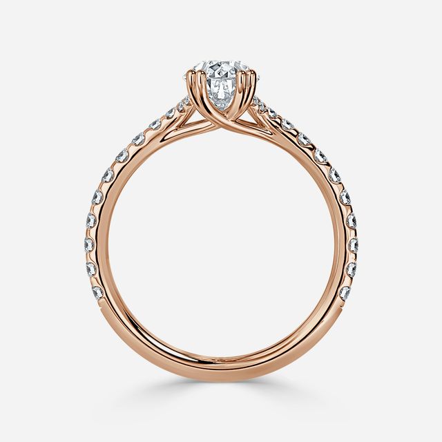 Fiara Rose Gold Under Twisted Double Prong Engagement Ring