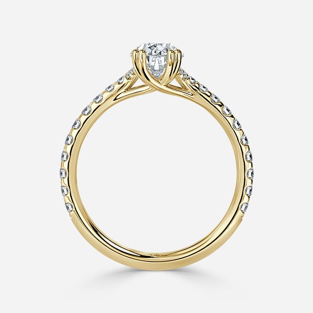 Fiara Yellow Gold Under Twisted Double Prong Engagement Ring