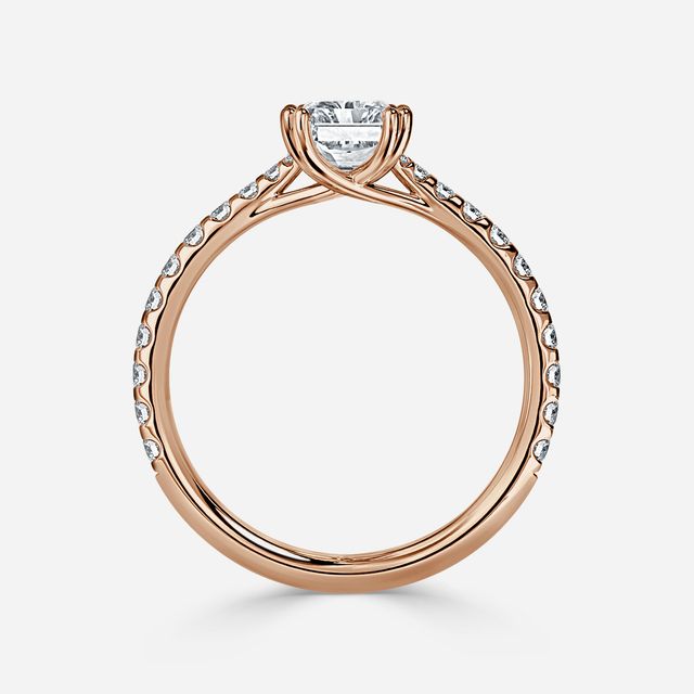 Fiara Rose Gold Under Twisted Double Prong Engagement Ring