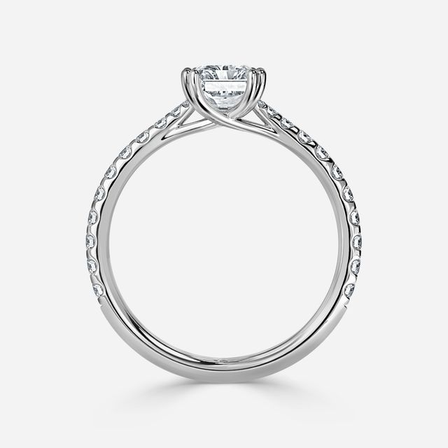 Fiara White Gold Under Twisted Double Prong Engagement Ring